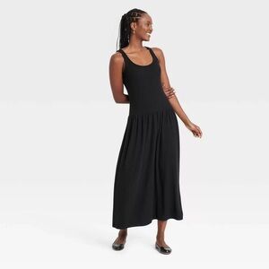 Gap Black Tank Sleeveless Maxi Dress waist defined small